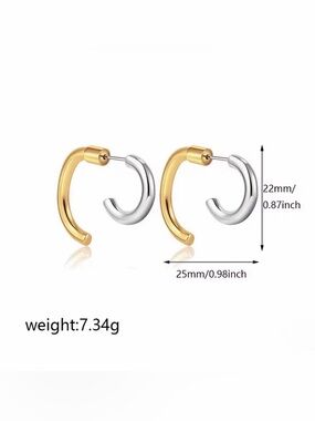 NEW Earrings Front Back Two Tone Gold Silver Demarson Luna Mini STYLE AP26